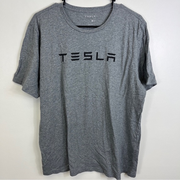 Tesla Cars Tshirt Short Sleeve Graphic Gray Elon Musk Electric Cars Fit Large - Picture 1 of 9